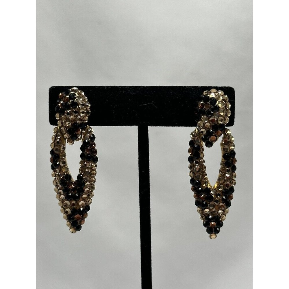 Genuine Australian Crystals Earrings With Black and Gold Designs